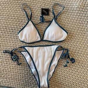 Zaful White Bikini with Blue Accents